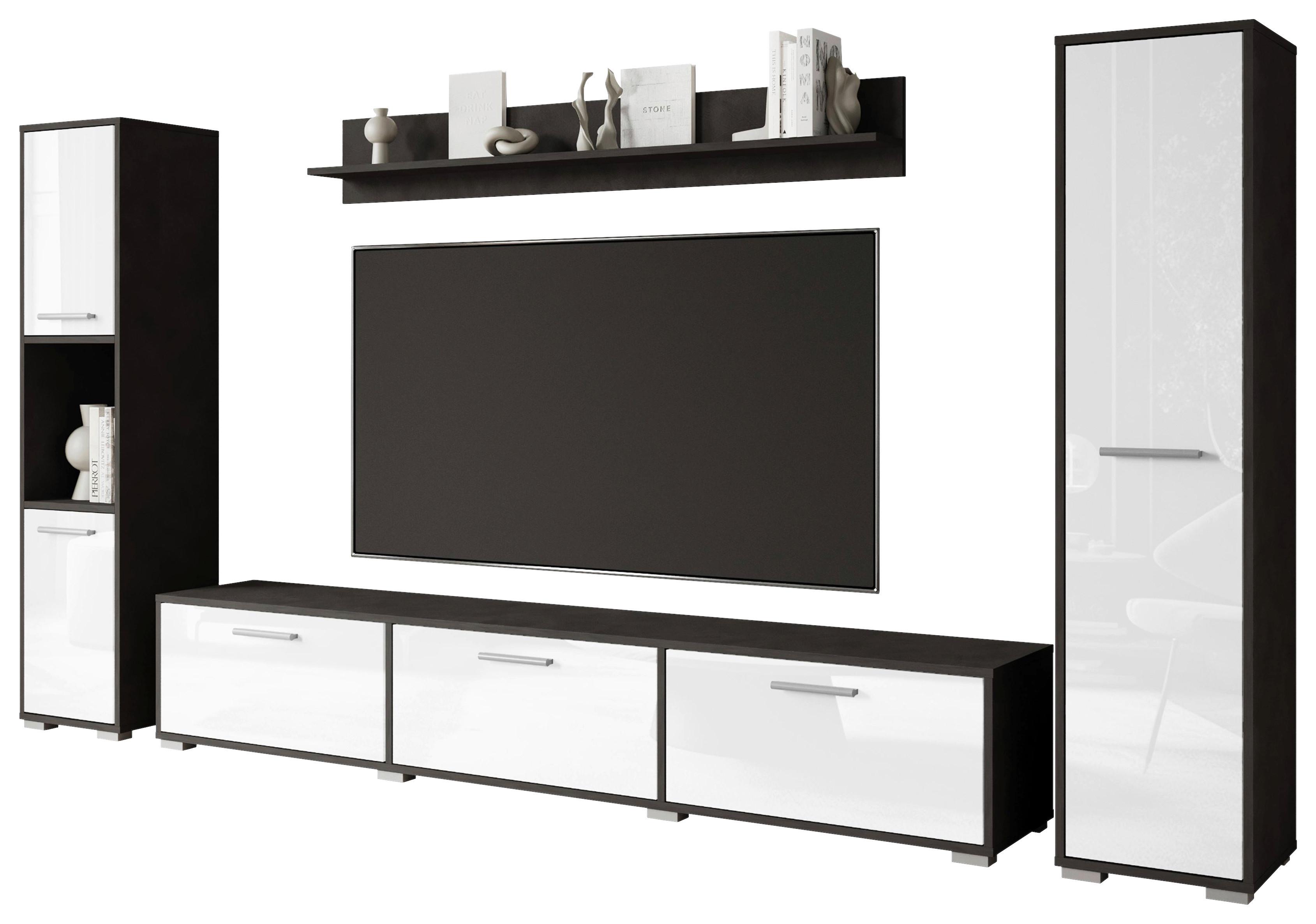 Wohnwand Bogota XL Anthrazit/Weiss