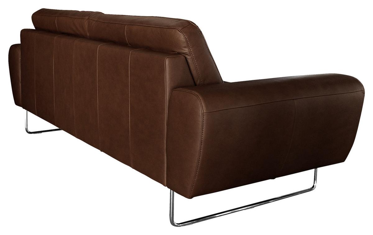 2-Sitzer-Sofa Spring Dunkelbraun Chrom B: 177 cm - Chromfarben/Dunkelbraun, Design, Leder (177/85/92cm) - Livetastic