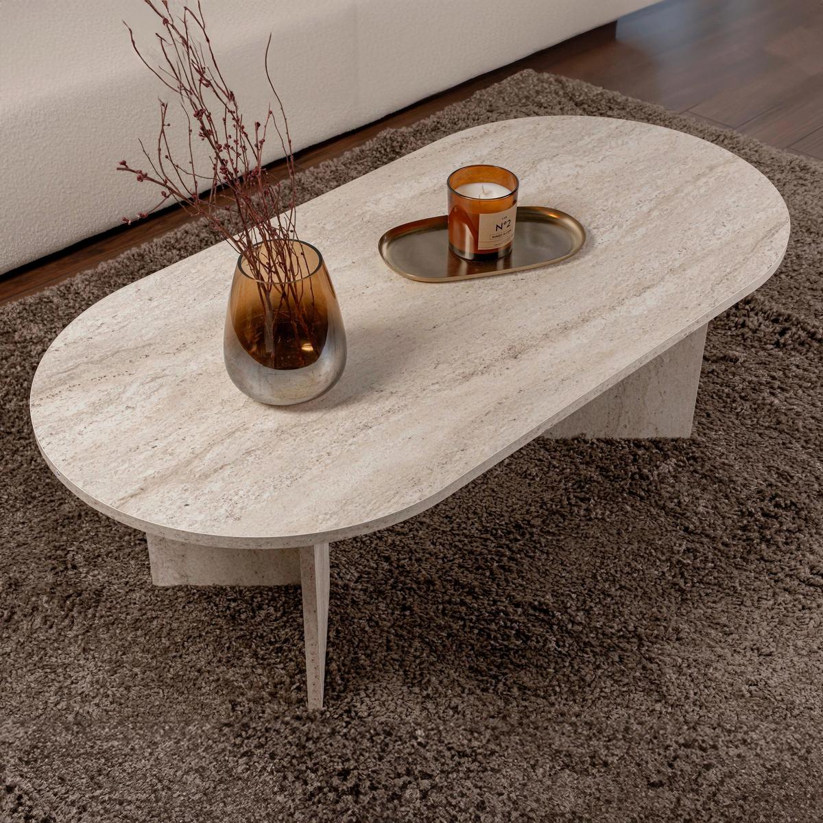 COUCHTISCH Sabin Elfenbein L: 119cm - Elfenbein, Design, Holzwerkstoff (119/60/40cm) - MID.YOU