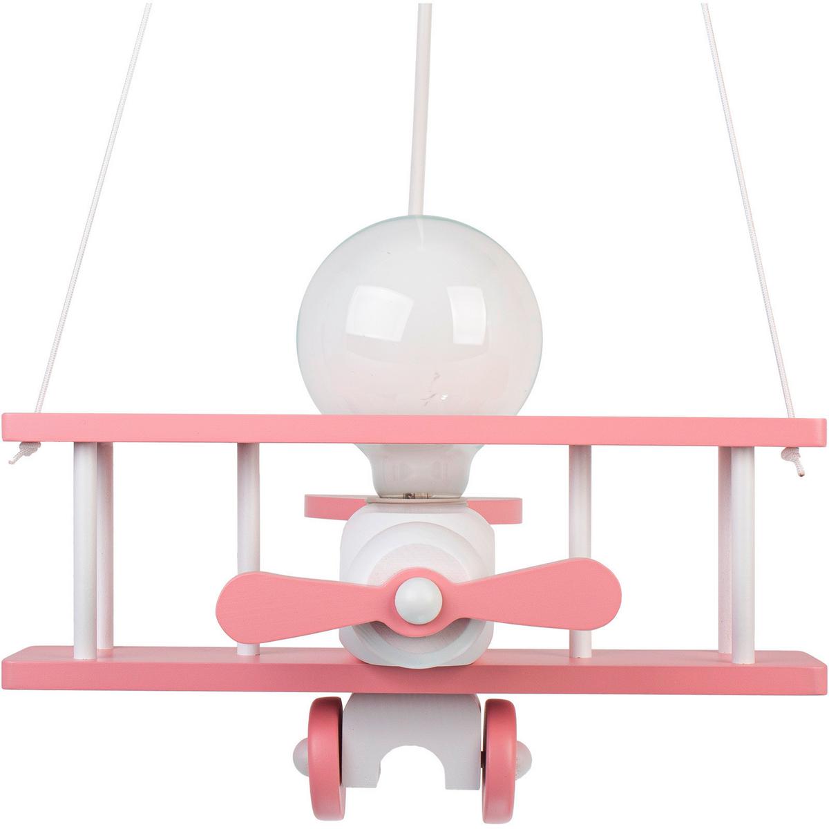 Kinderhängeleuchte 1041122 Flugzeug - Rosa/Weiß, KONVENTIONELL, Holz (42/45/75cm)