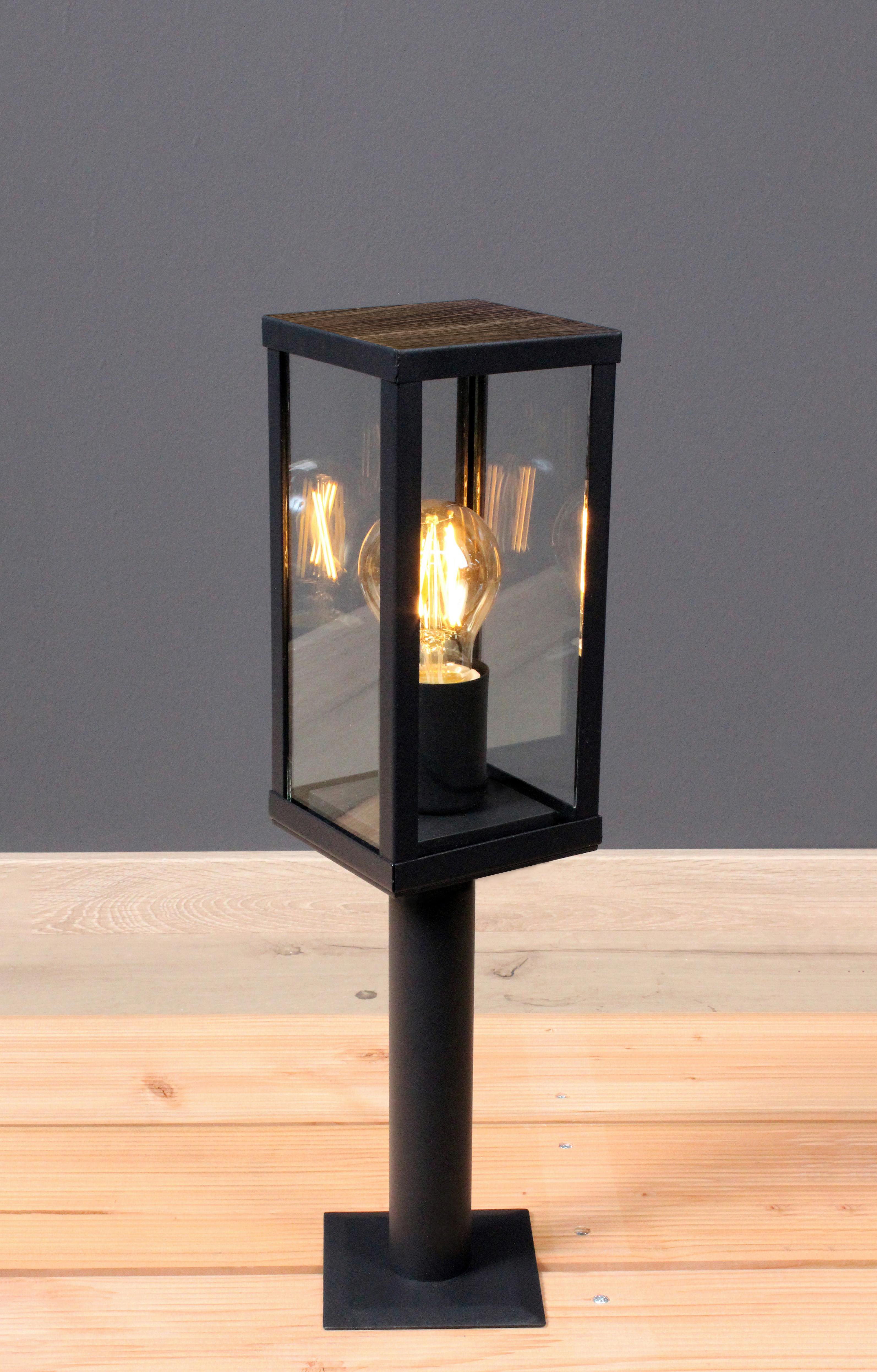 Sockelleuchte Karo 60 Watt Glas/Metall Bodenmontage - Klar/Eichefarben, Basics, Glas/Metall (50/11/11cm)