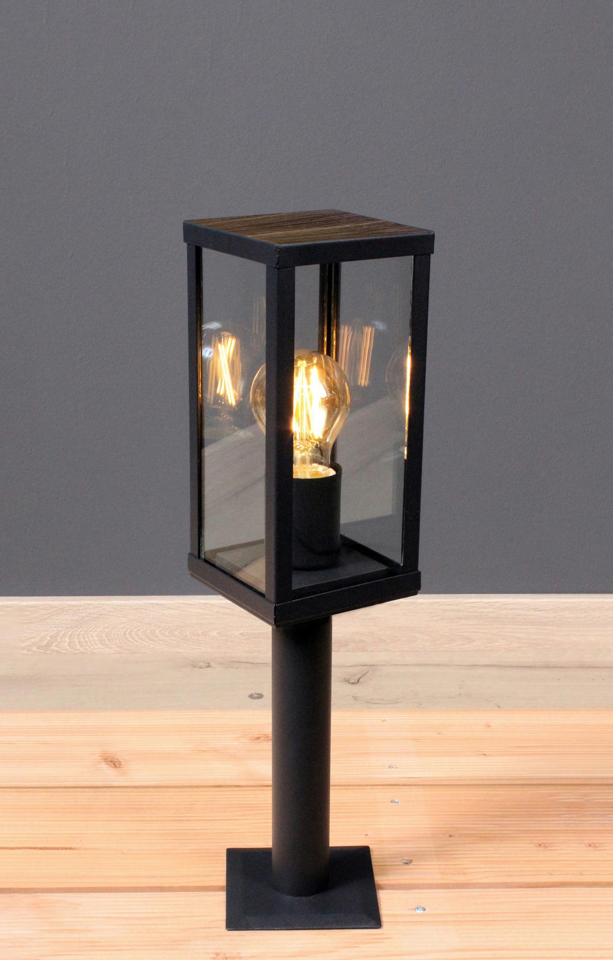 Sockelleuchte Karo 60 Watt Glas/Metall Bodenmontage - Klar/Eichefarben, Basics, Glas/Metall (50/11/11cm)