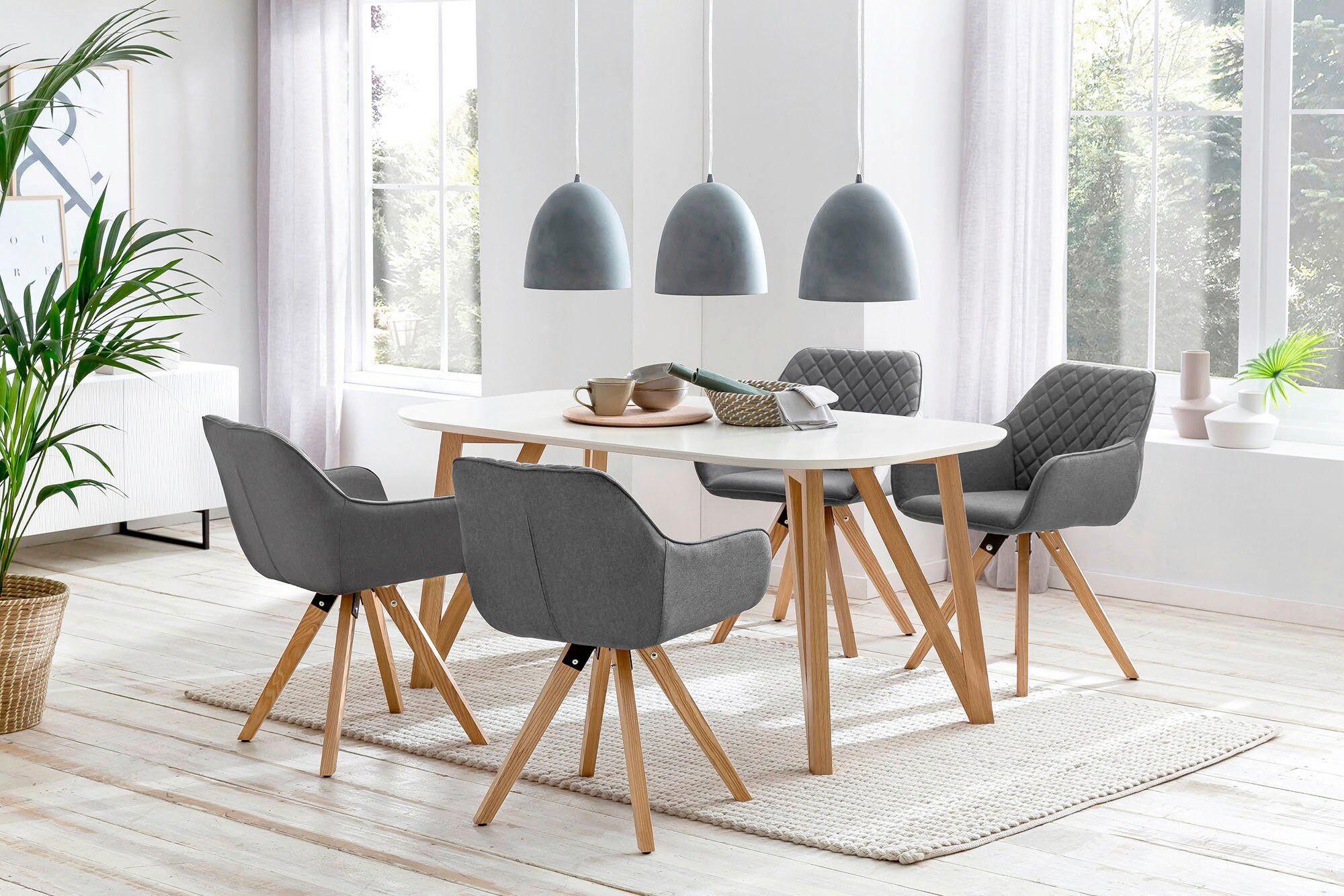 JÍDELNÍ SET 5-TLG. ESSGRUPPE TISCH WEIß - šedá/bílá, Moderní, dřevo/kompozitní dřevo (180/90/76cm) - MID.YOU