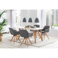JÍDELNÍ SET 5-TLG. ESSGRUPPE TISCH WEIß - šedá/bílá, Moderní, dřevo/kompozitní dřevo (180/90/76cm) - MID.YOU
