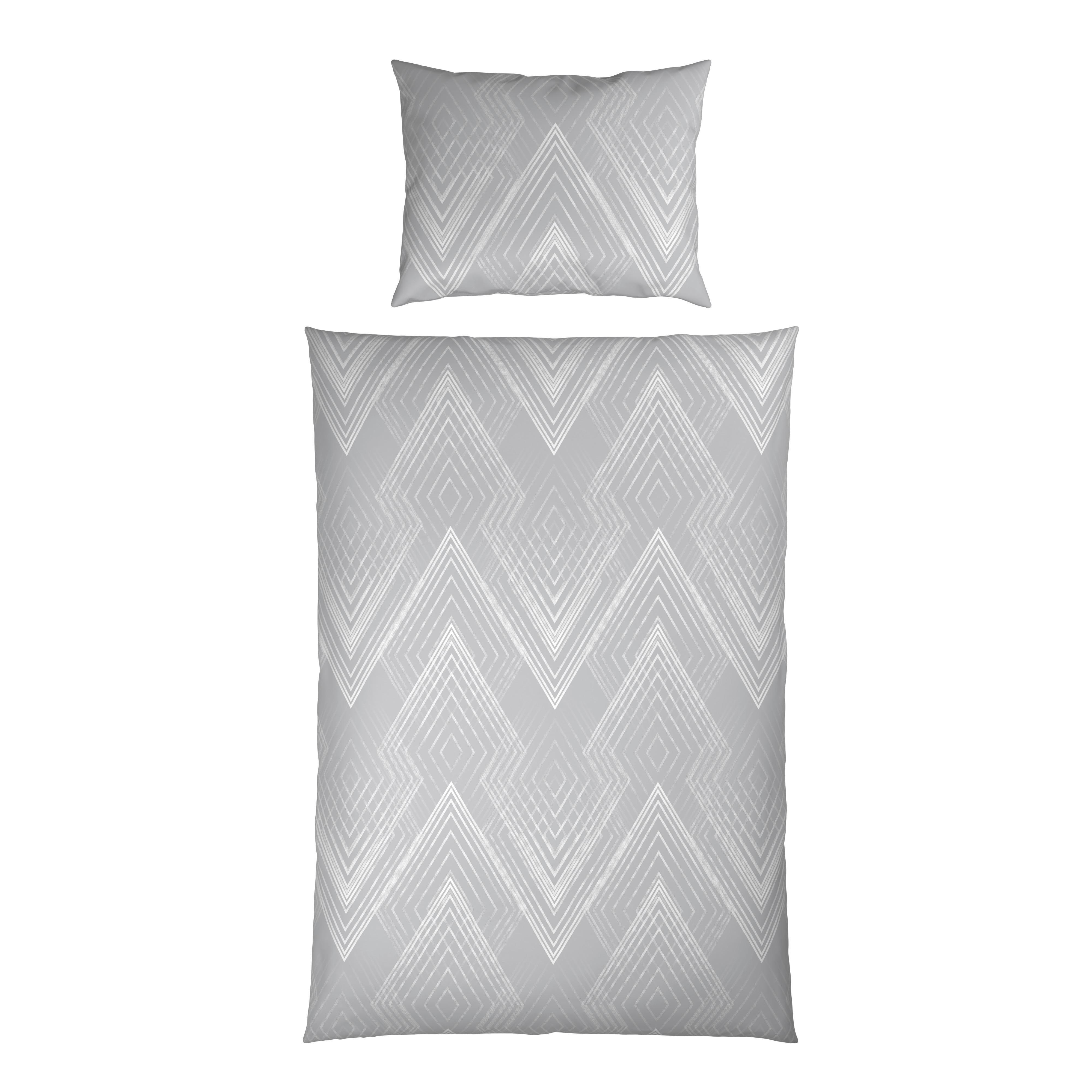 Bettwäsche Irina - Silberfarben/Weiß, MODERN, Textil - Luca Bessoni