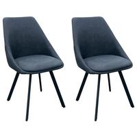 Esszimmerstuhl Jasper Anthrazit, Schwarz 2er Set - Anthrazit/Schwarz, Design, Textil/Metall (55/83/59cm) - MID.YOU