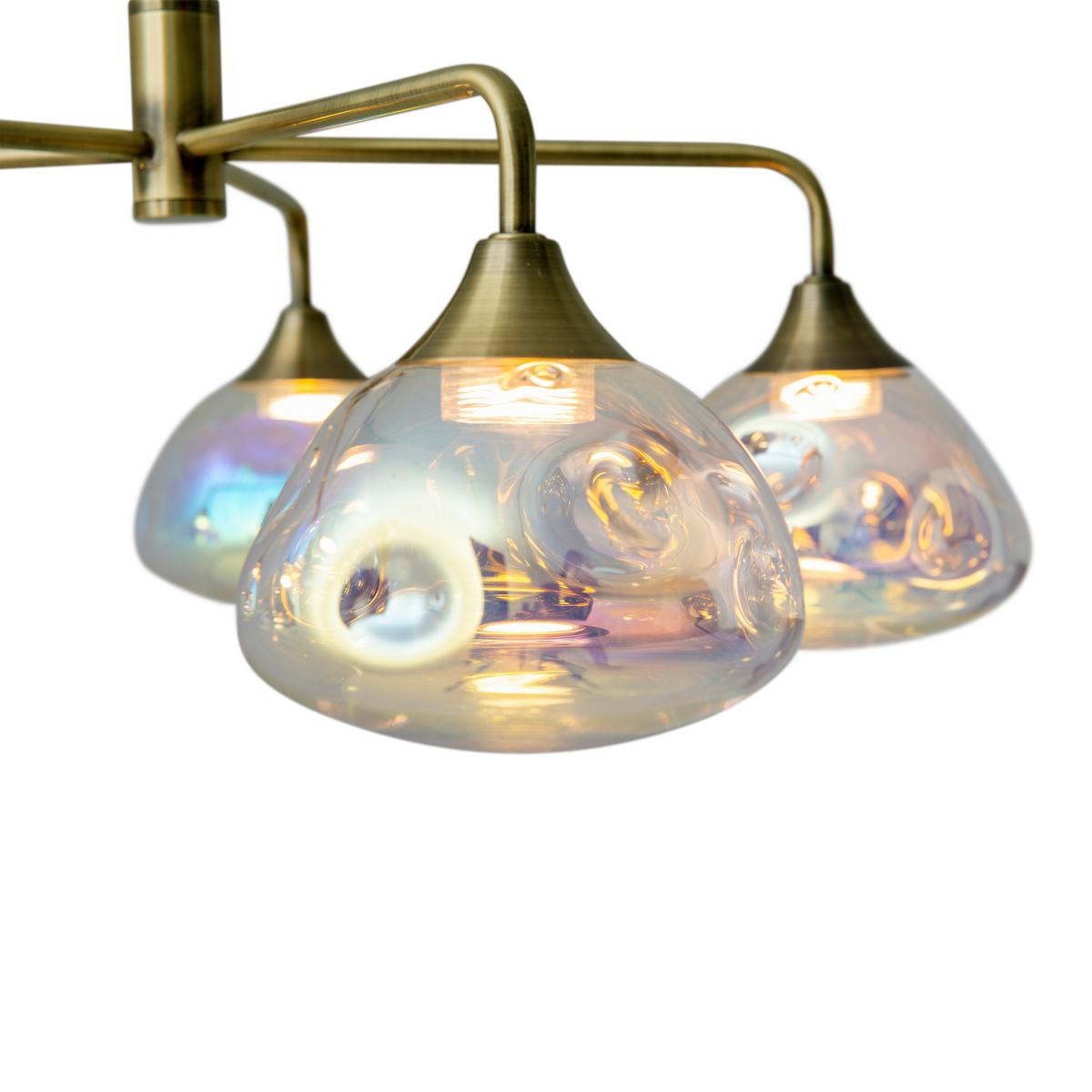 LED-Hängeleuchte Varna H: 120 cm 5-Flamming - Messingfarben, Design, Glas/Metall (50/120cm) - Näve