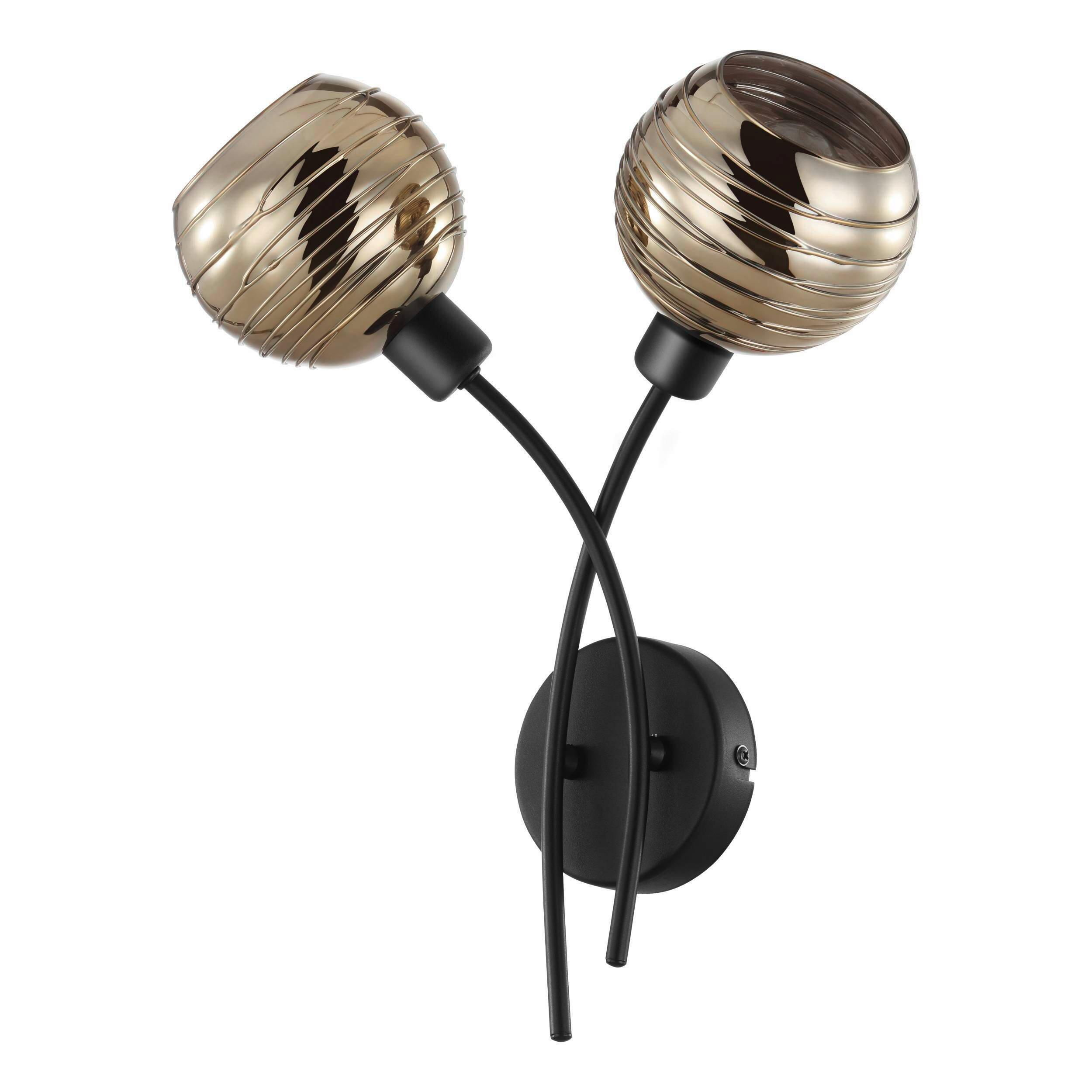 Wandleuchte 39692_creppo - Goldfarben/Schwarz, Design, Glas/Metall (33/34cm) - Eglo