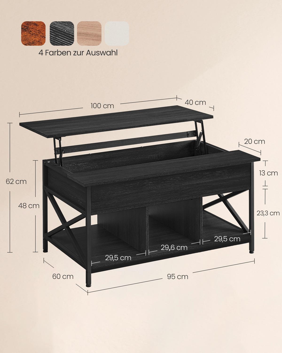 Couchtisch Coffee Table - Schwarz/Grau, MODERN, Holzwerkstoff/Metall (100/60/48cm) - MID.YOU