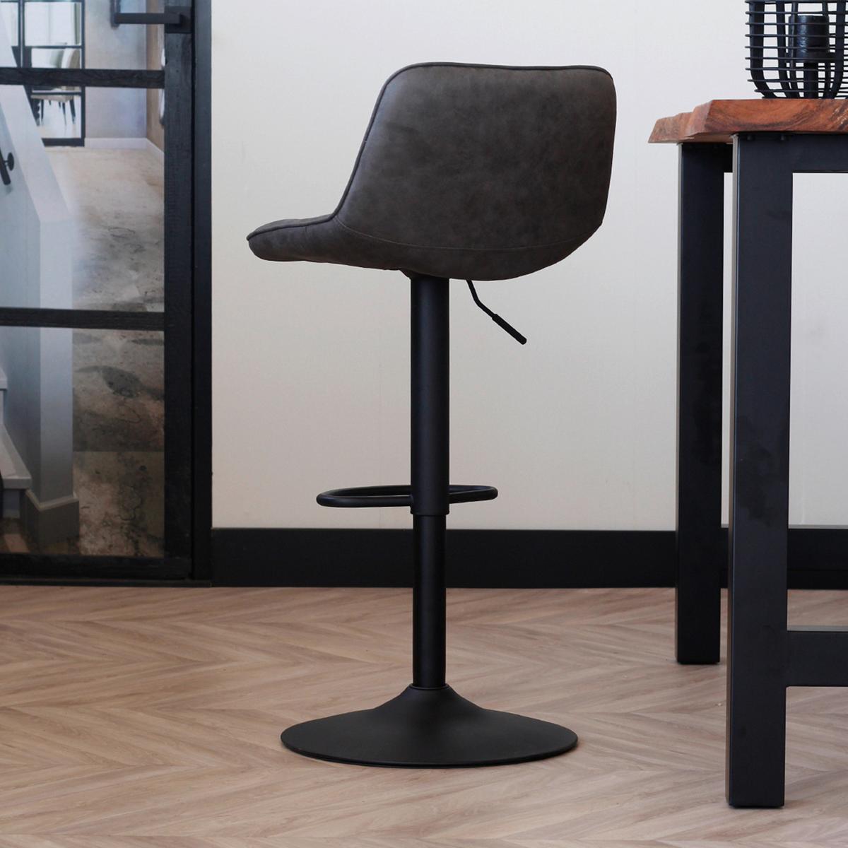 Barhocker-Set Ezra - Anthrazit/Schwarz, LIFESTYLE, Textil/Metall (49/87/43cm) - MID.YOU