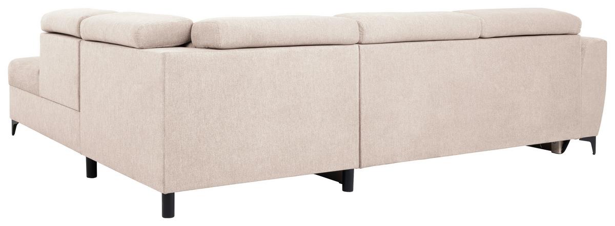 Ecksofa Lapis Creme S: 255/217 cm - Creme/Schwarz, KONVENTIONELL, Textil (255/217cm) - MID.YOU