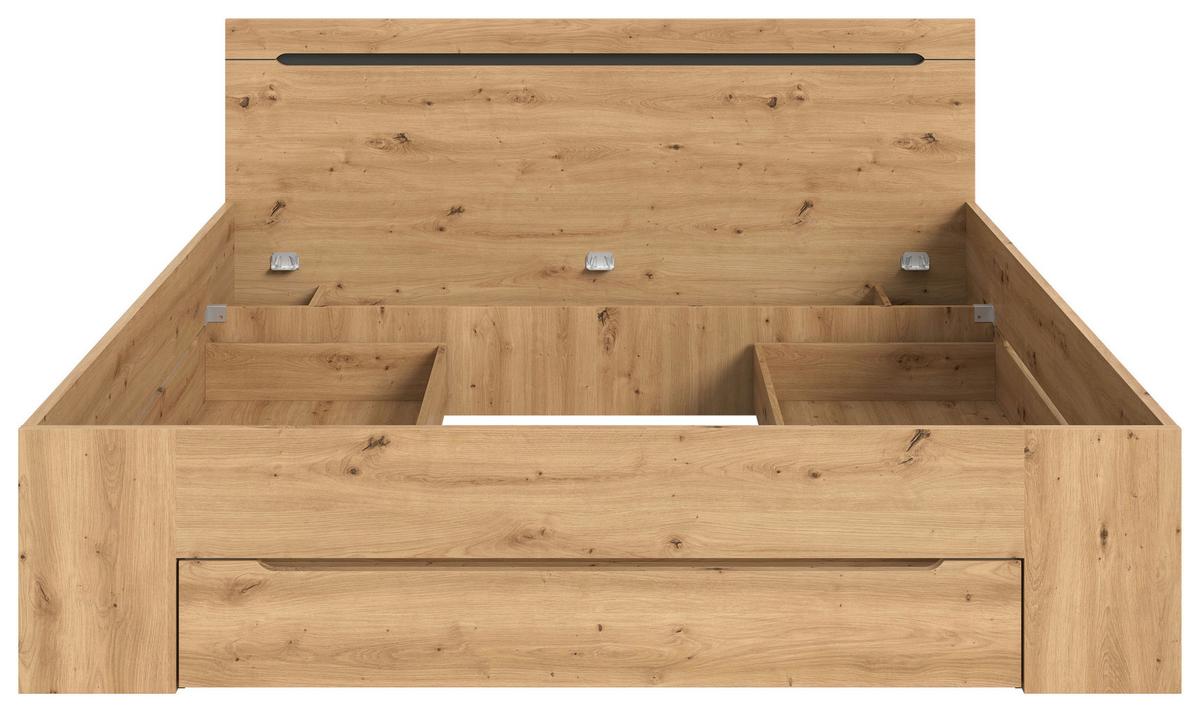Bett Canu Grau /Eiche Artisan Dekor 180x200cm - Eiche Artisan/Grau, MODERN, Holzwerkstoff (180/200cm) - MID.YOU