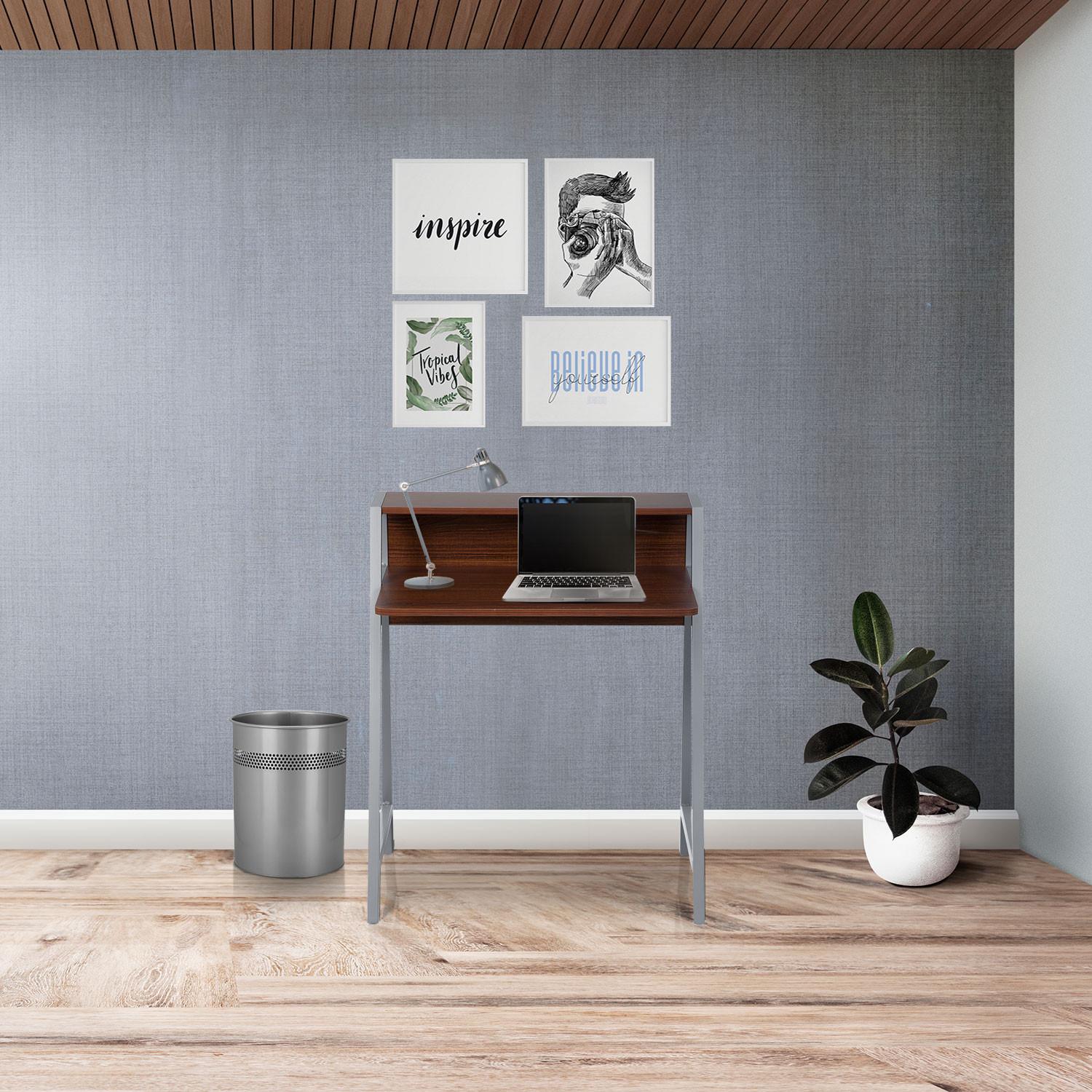 Schreibtisch Dumont Silberfarben/Wallnussfarben - Silberfarben/Walnussfarben, MODERN, Holzwerkstoff/Metall (78/89/51cm) - MID.YOU
