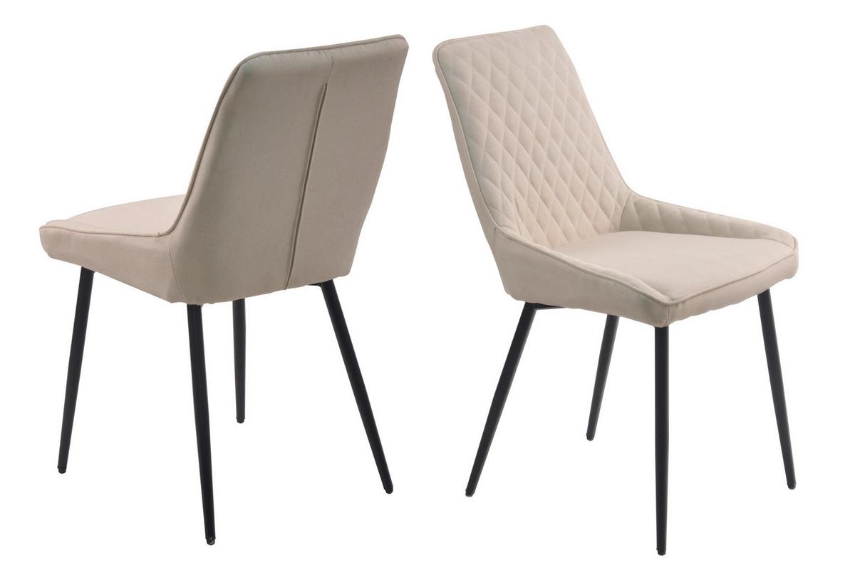 Stuhl-set Beige, B: 52 Cm - Beige/Schwarz, Design, Textil/Metall (52/86/56cm) - Livetastic