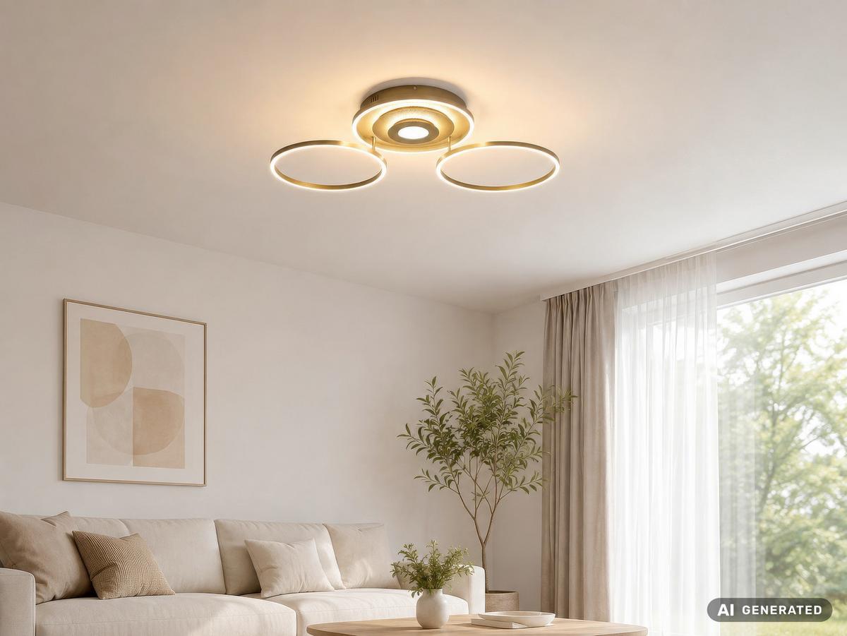 LED-Dekoleuchte inkl. 1x LED 230V, Aluminium - Champagner/Goldfarben, Design, Kunststoff/Metall - Globo