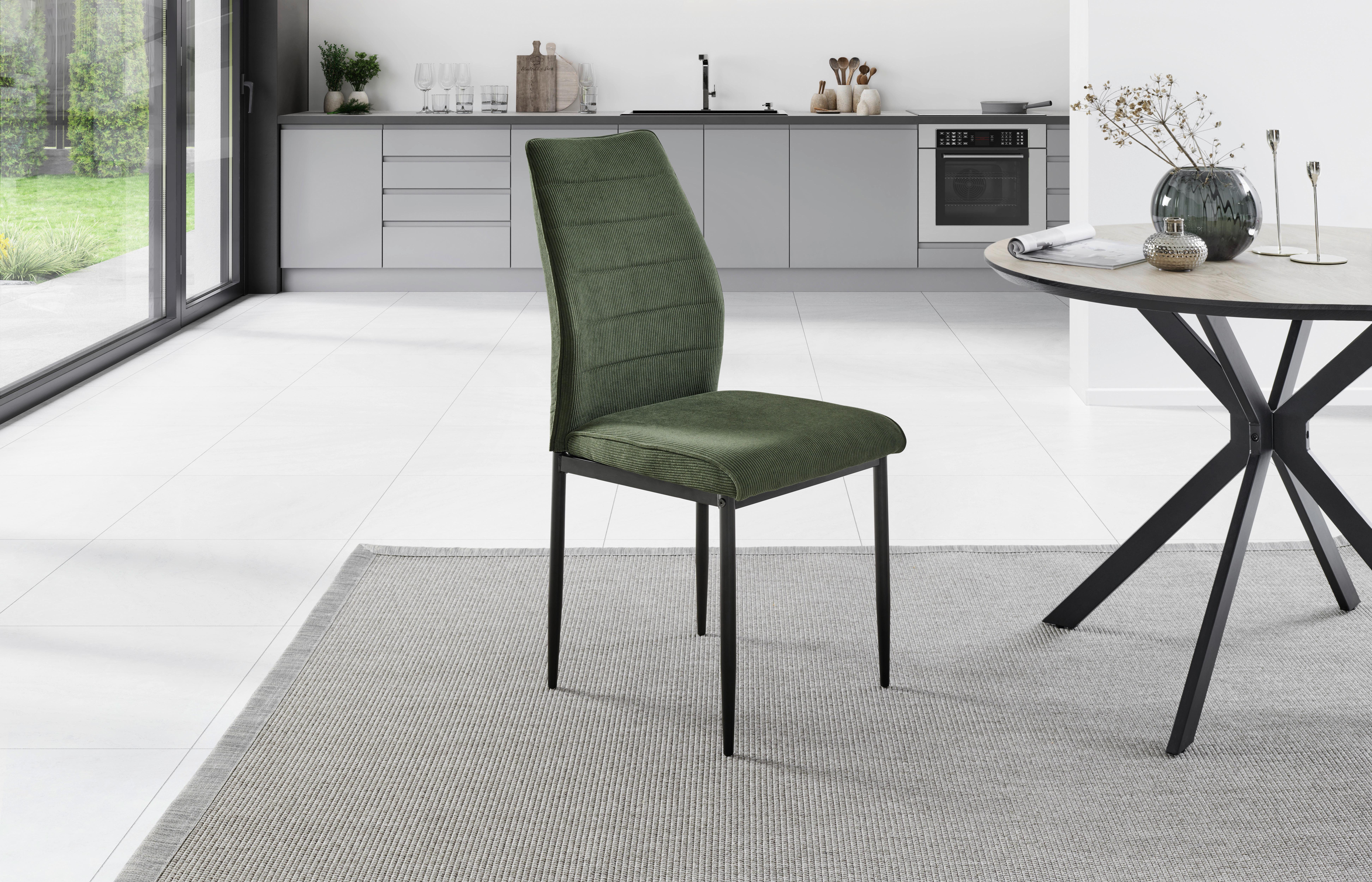 Stuhl-Set Ratford - Schwarz/Grün, LIFESTYLE, Textil/Metall (44/96/58cm) - Livetastic
