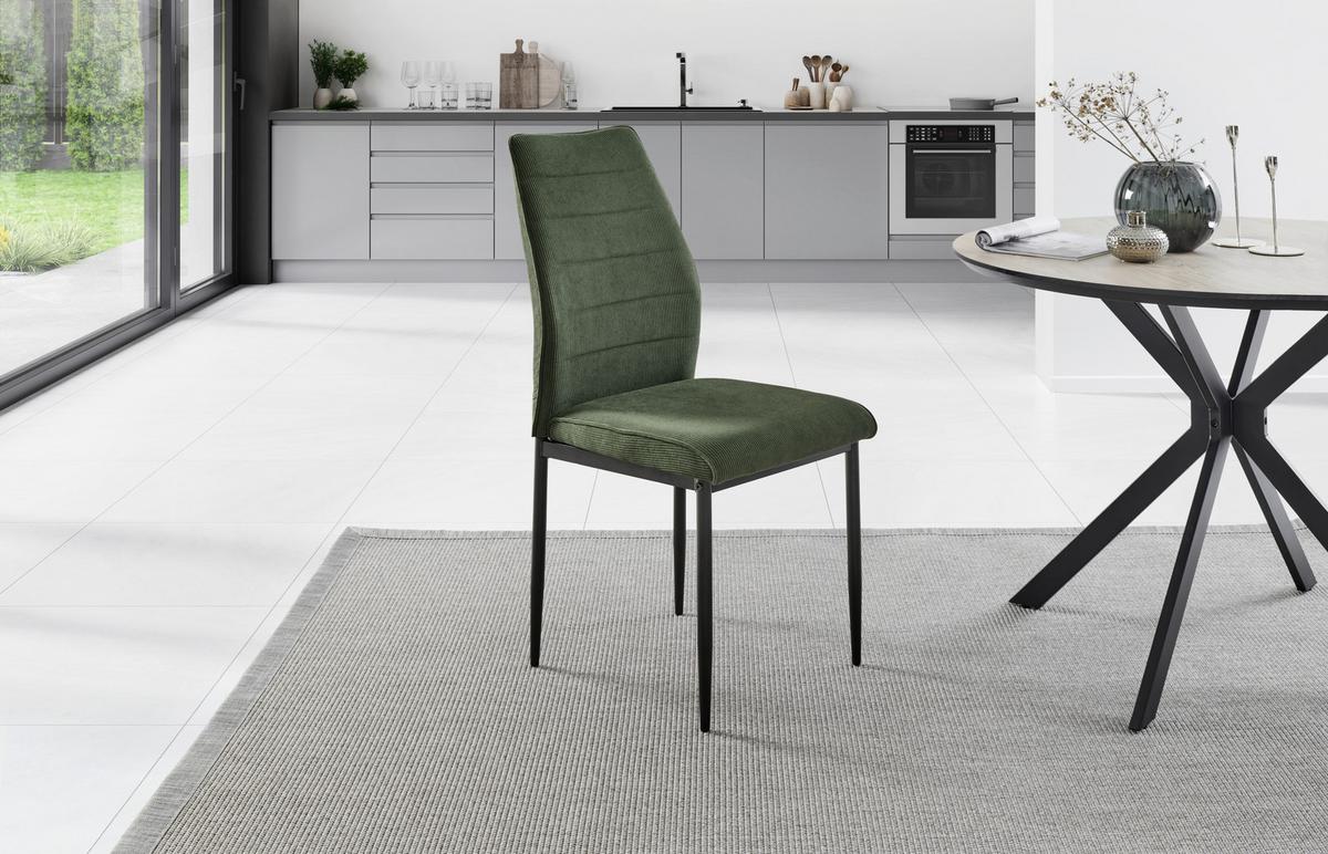 Stuhl-Set Ratford - Schwarz/Grün, LIFESTYLE, Textil/Metall (44/96/58cm) - Livetastic