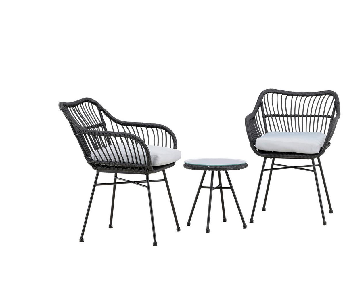 Balkonset Viga - Schwarz, KONVENTIONELL, Kunststoff/Metall - Gardenson