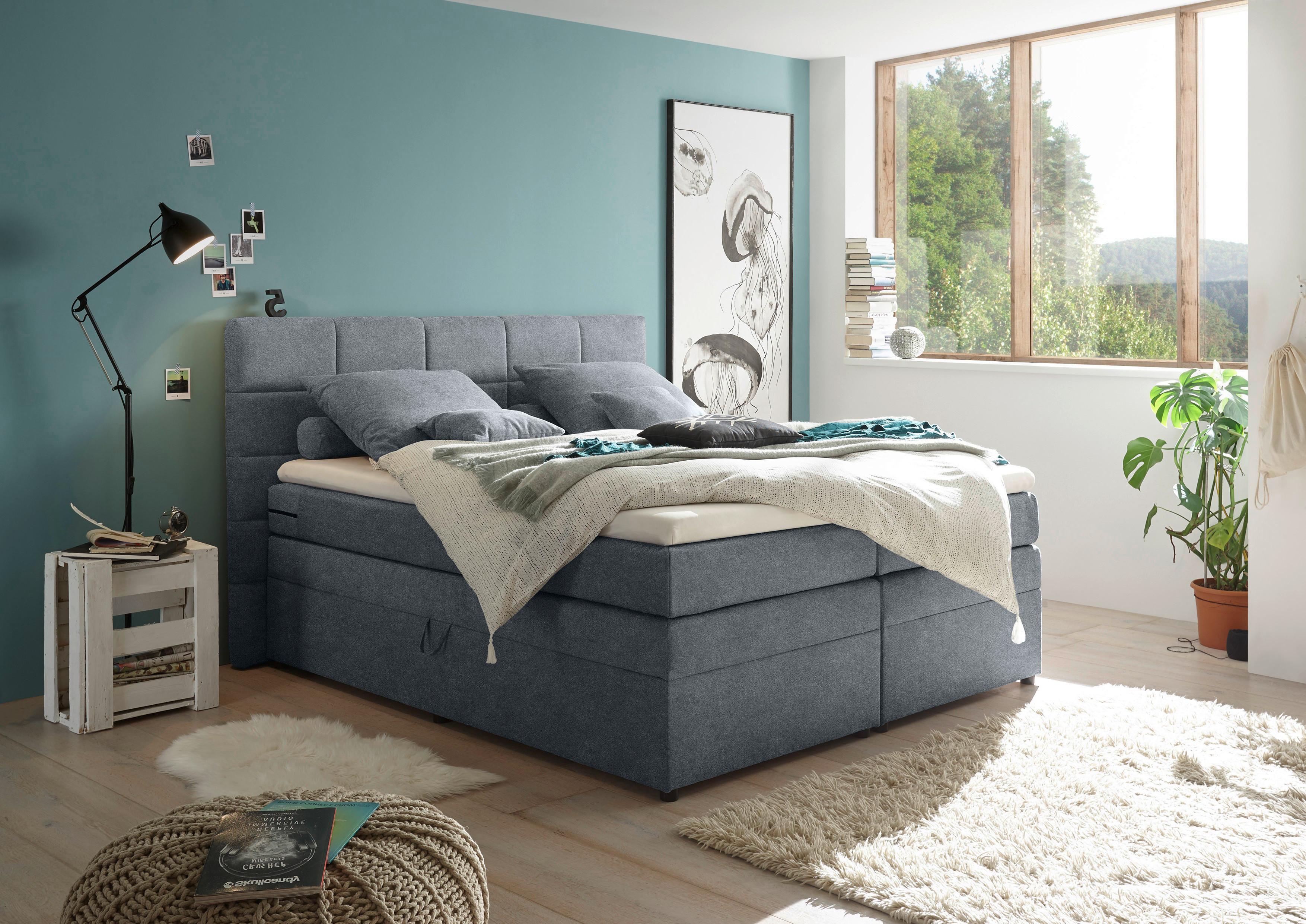 Boxspringbett mit Topper & Bettkasten 180x200 Tacoma 3 - Anthrazit, KONVENTIONELL, Kunststoff/Textil (180/200cm) - MID.YOU