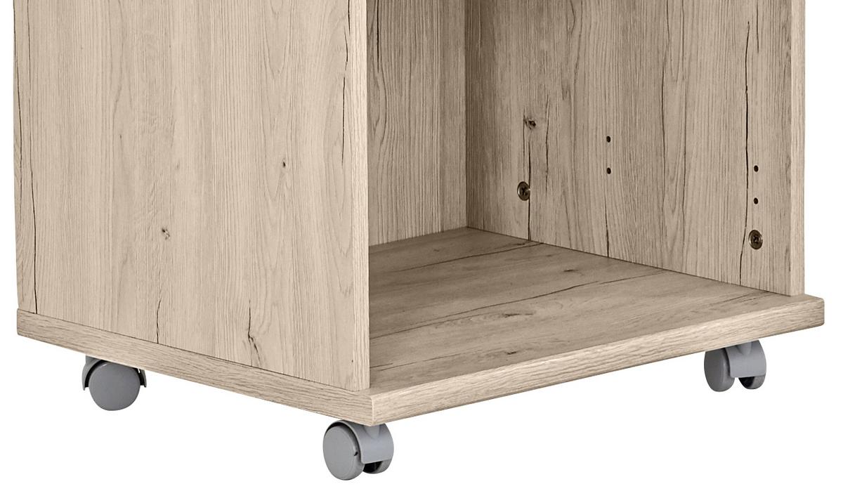 Rollcontainer Weiß/Eiche Dekor Cariba 46x59x45 cm - Eichefarben/Weiß, Design, Holzwerkstoff/Kunststoff (46/59/45cm) - MID.YOU