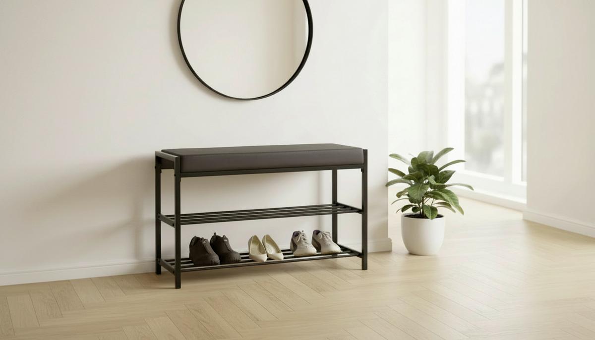 Lavica do predsiene ELLIE II - čierna/biela, Modern, kov/textil (80/52/30cm) - Mömax