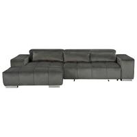 Ecksofa mit Relaxfunktion Orion Kopfstütze Klappbar Anthrazit - Anthrazit/Silberfarben, KONVENTIONELL, Textil (186/307cm) - Livetastic