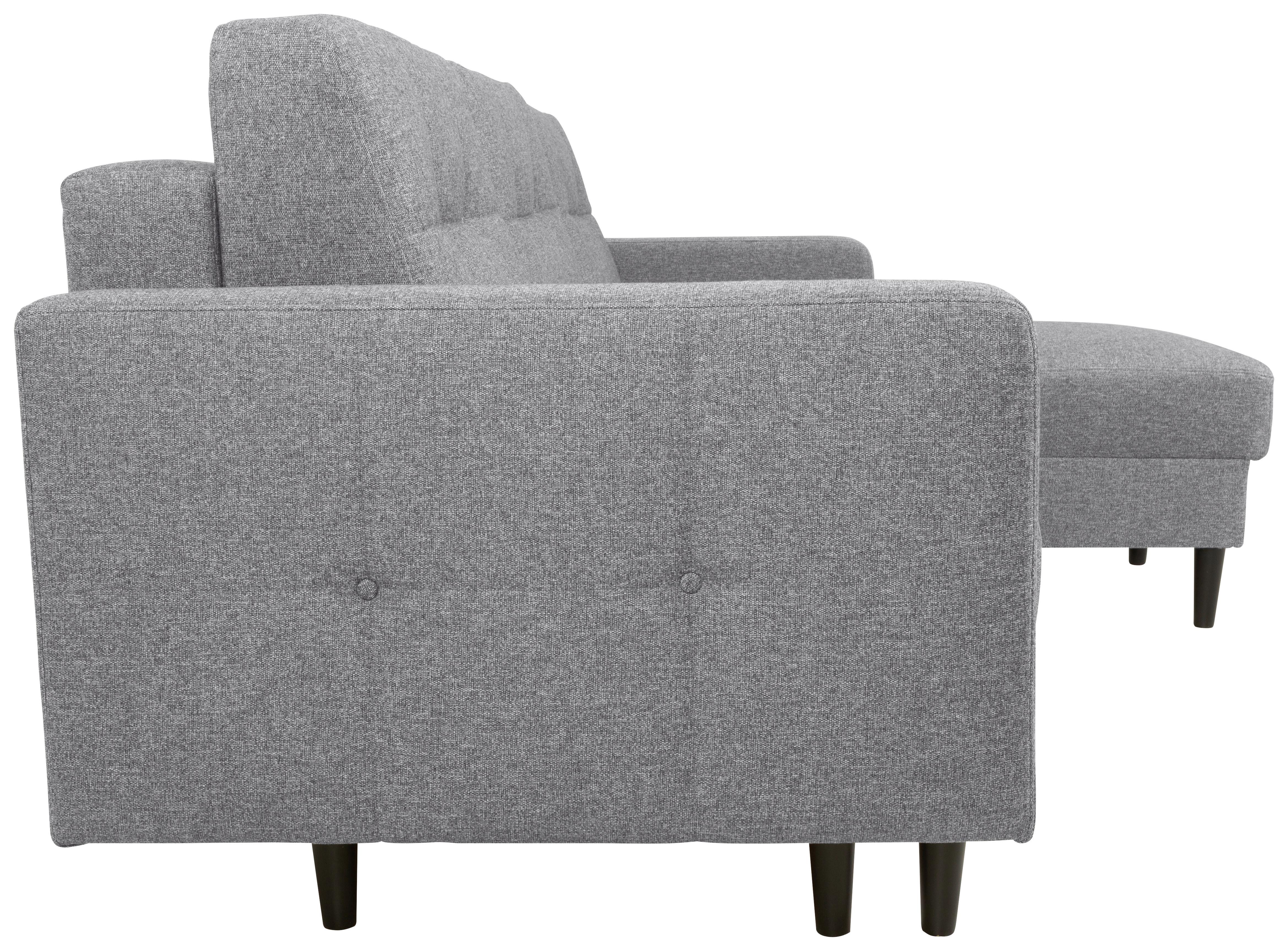 Eckschlafsofa Noret Hellgrau S: 223/157 Cm - Dunkelgrau/Schwarz, KONVENTIONELL, Textil (223/157cm) - MID.YOU