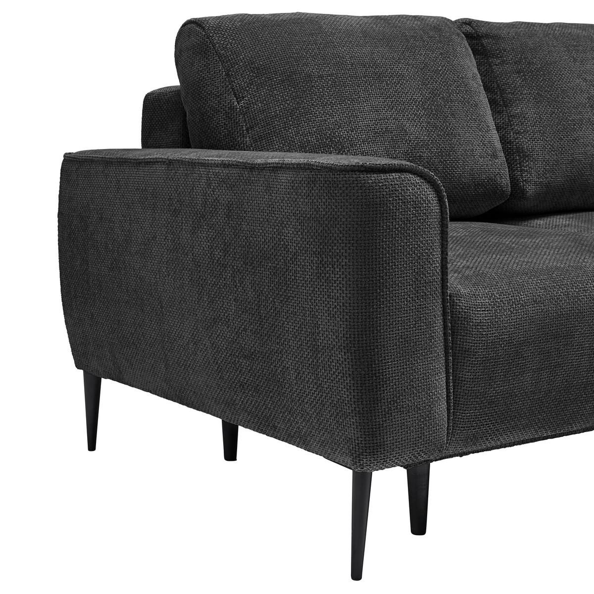 Rohová sedačka CUSTOM, pravá, černá žinylka - černá, Moderní, kov/textil (255/164cm) - Mömax