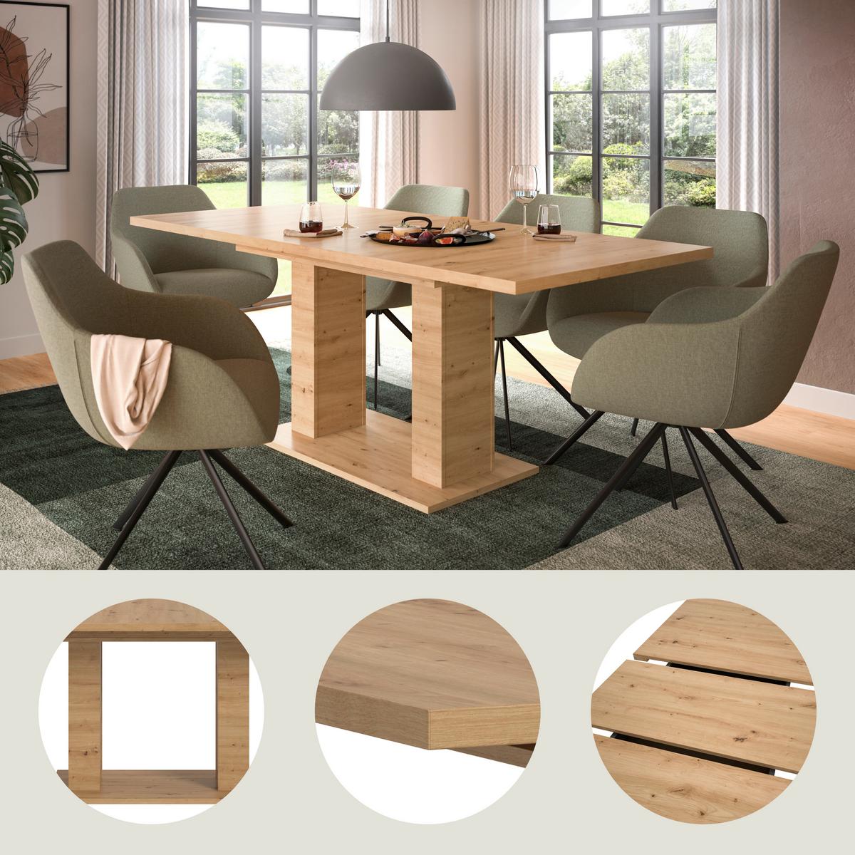 Ausziehtisch Marlon 150 Az Melamin Artisan, B:150-190 cm - Eiche Artisan, KONVENTIONELL, Holzwerkstoff (150-190/90/76cm) - MID.YOU