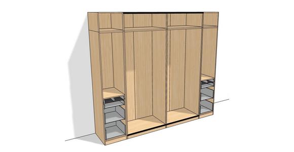 Schwebetürenschrank + Spiegel B: 274cm Ondega Eiche Dekor - Eichefarben, KONVENTIONELL, Holzwerkstoff (274/242,2/61cm) - Ondega