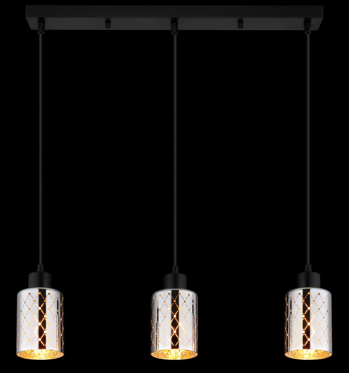 HÄNGELEUCHTE Exkl. 3xE27 40W - Klar/Chromfarben, Basics, Glas/Kunststoff (59/9/120cm) - Globo