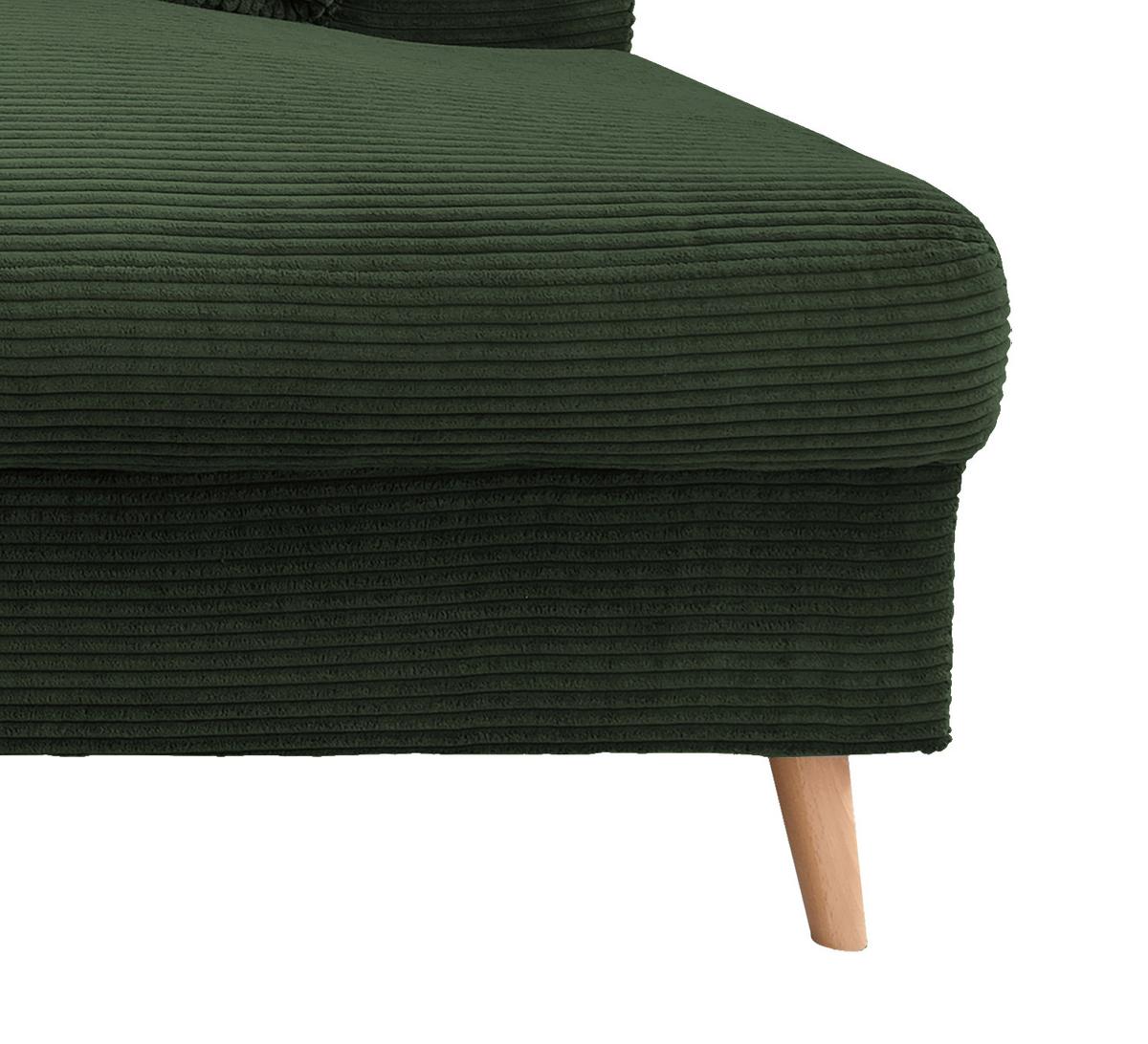Wohnlandschaft Valentina Mit Schlaffunktion Dunkelgrün - Dunkelgrün/Naturfarben, KONVENTIONELL, Textil (150/301/200cm) - P & B