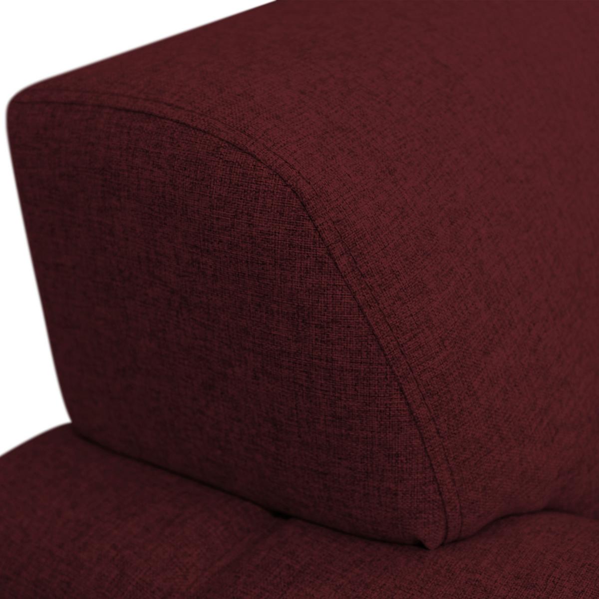 Ecksofa Delux Dunkelrot Mit Schlaffunktion Ottomane Links - Silberfarben/Dunkelrot, Design, Textil (266/266cm) - Livetastic