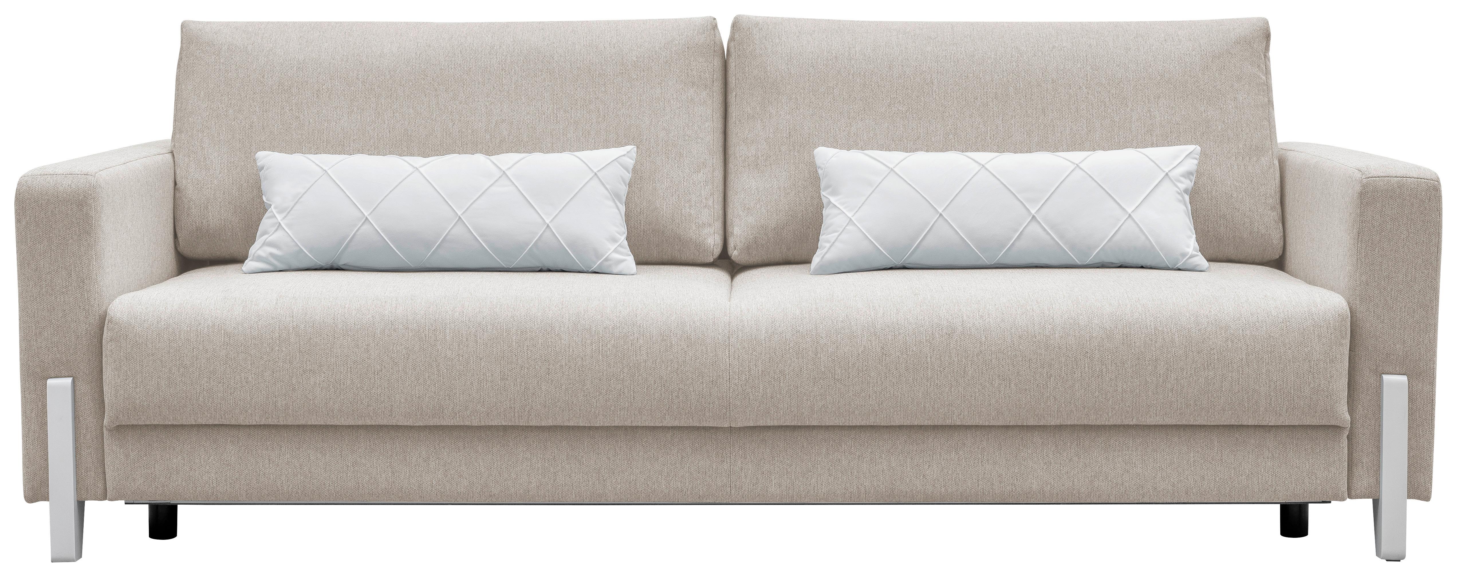 3-Sitzer-Sofa mit Schlaffunkt. Lilli mit Kissen Grau - Hellgrau/Schwarz, Design, Textil (234/90/95cm) - Livetastic
