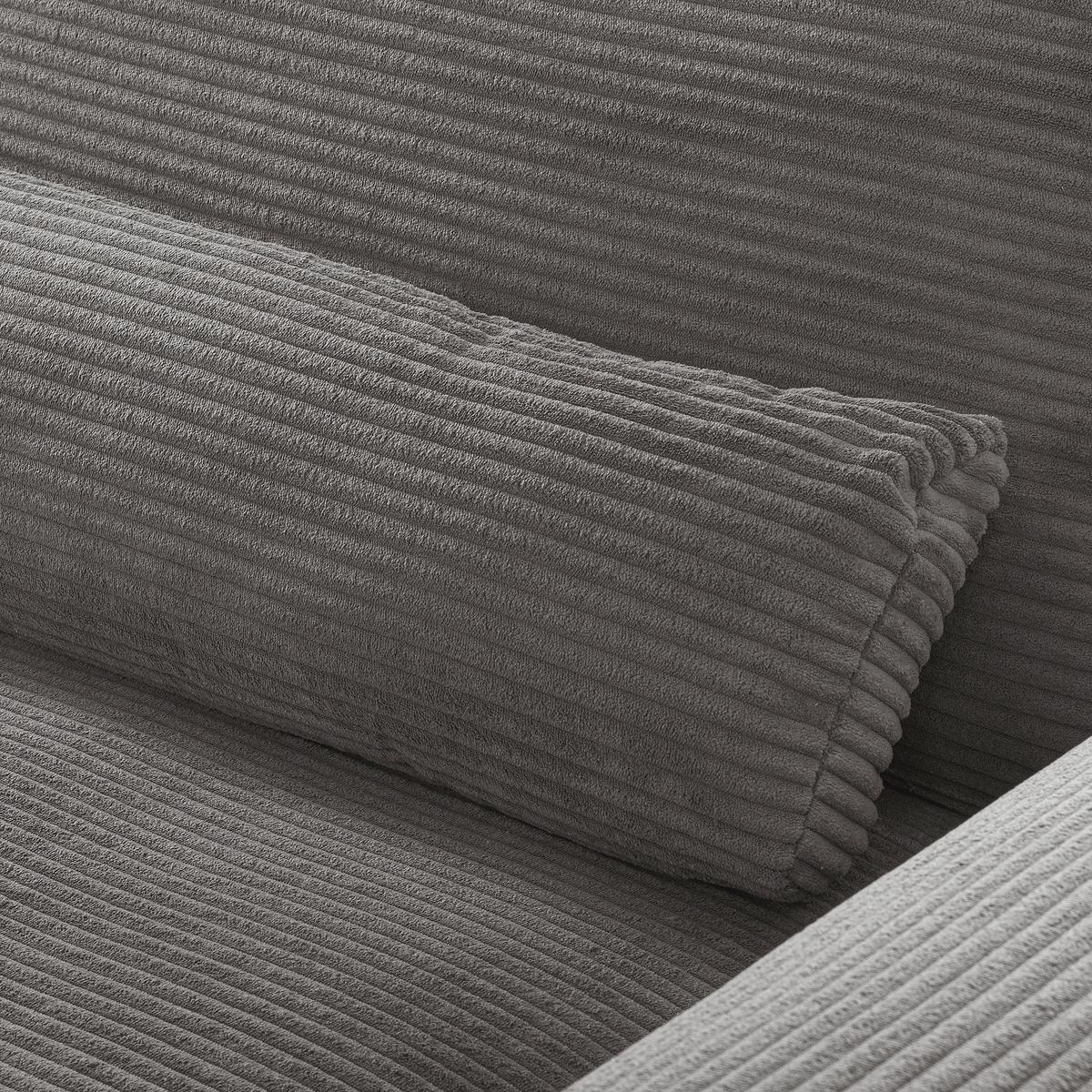 Ecksofa Berlin Cord Grau 172x313 cm - Schwarz/Grau, Design, Textil (172/313cm) - P & B