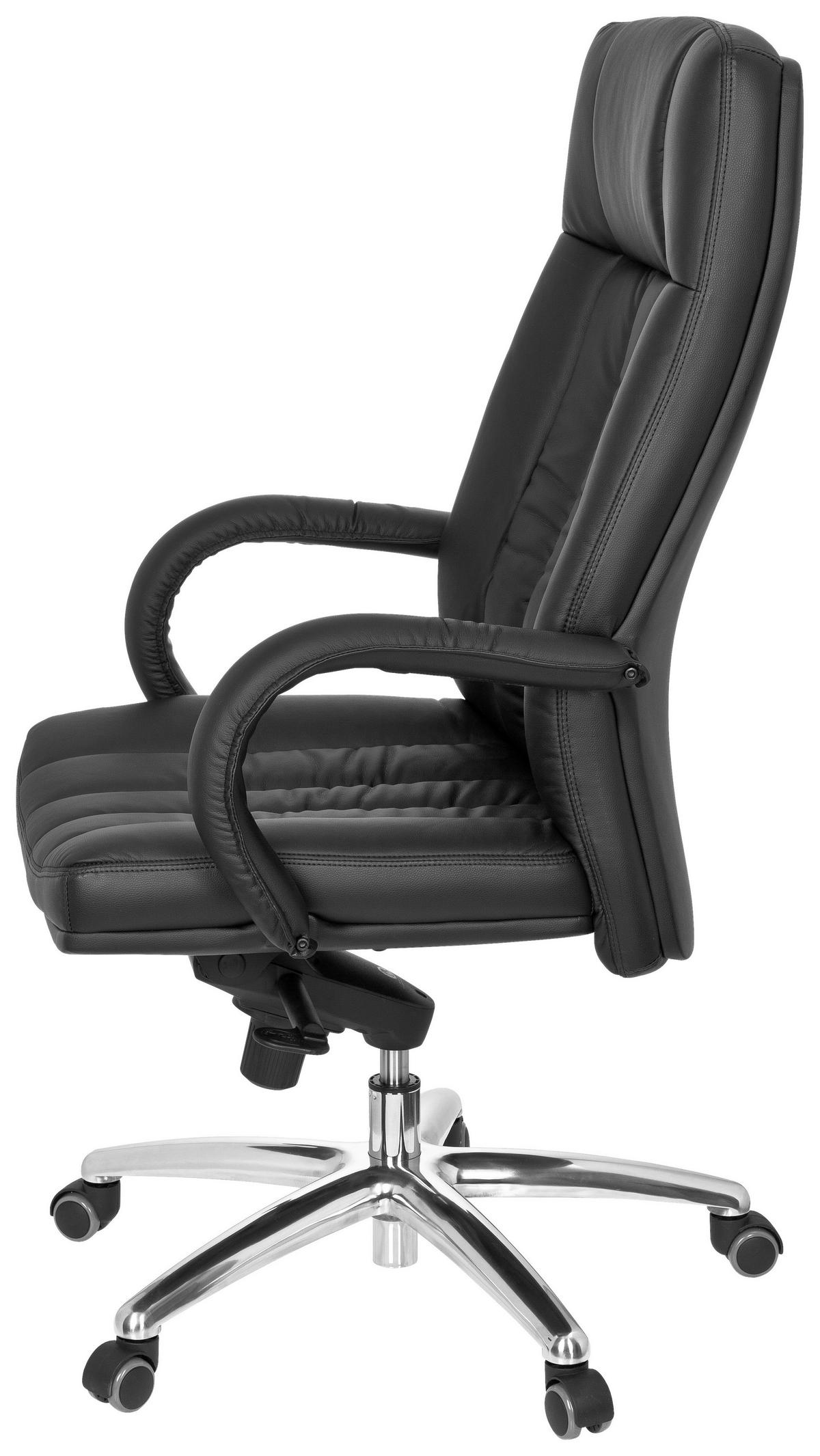 Chefsessel Xxl G 300 Lederlook Schwarz Bis 150 Kg - Silberfarben/Schwarz, Basics, Kunststoff/Textil (62/129/50cm) - MID.YOU