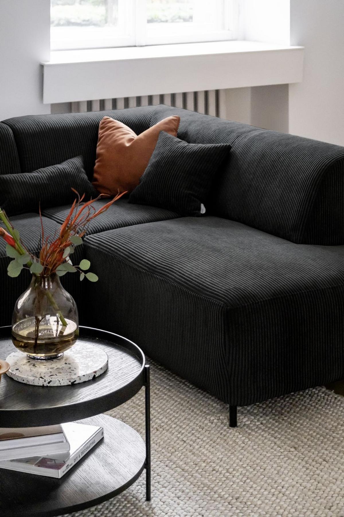 Ecksofa Cuddly Mia Dunkelgrau S: 250x192 cm - Dunkelgrau/Schwarz, Textil (250/192cm) - MID.YOU
