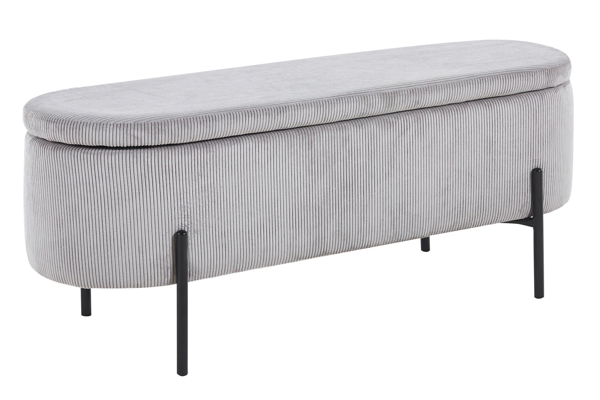 TRUHENBANK Hellgrau B: 110 cm - Hellgrau/Schwarz, MODERN, Textil (110/44/40cm) - Livetastic