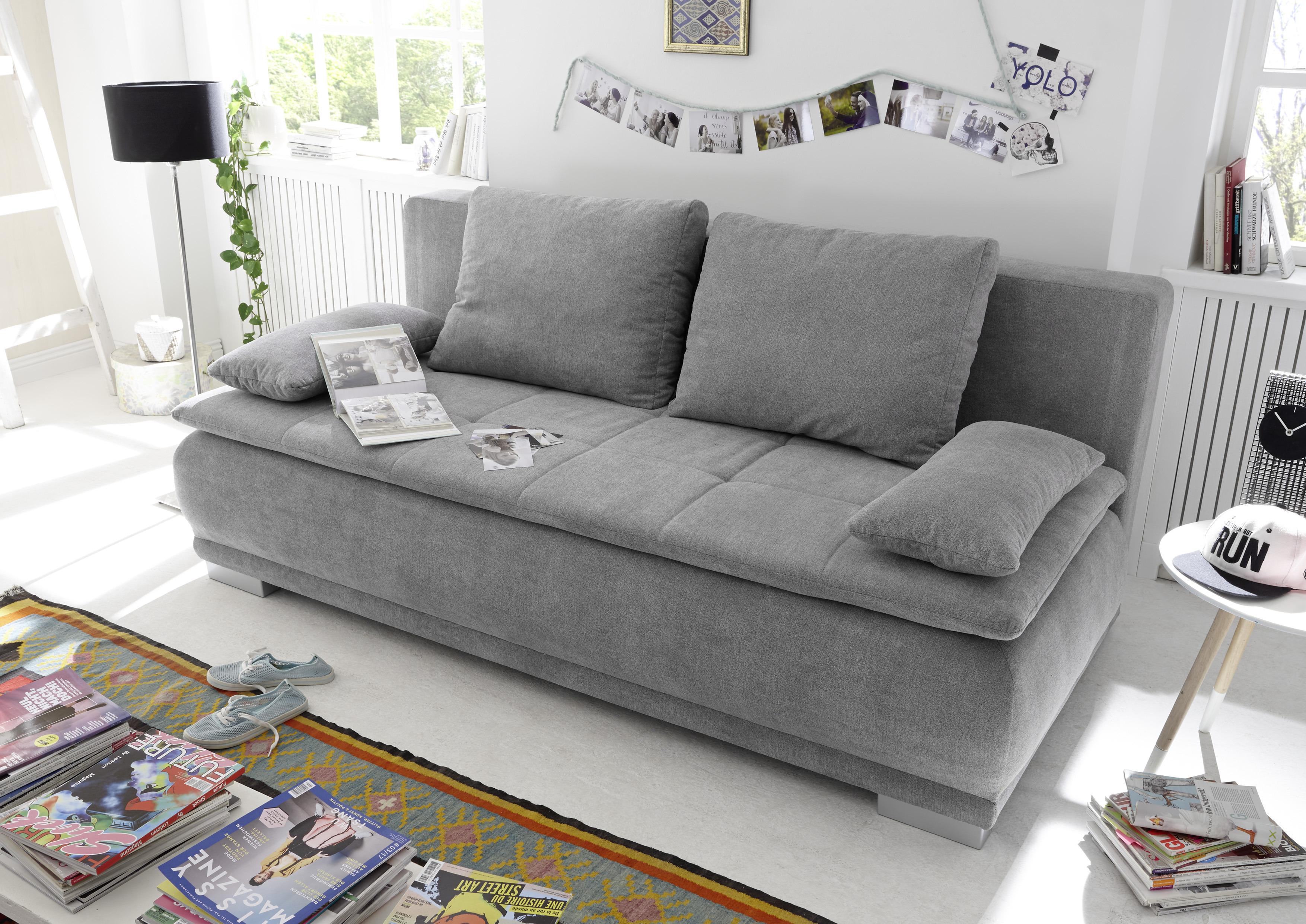 Rozkládací pohovka Luigi hnědošedá - barvy stříbra/jílová barva, Moderní, textil/plast (208/93/105cm) - MID.YOU