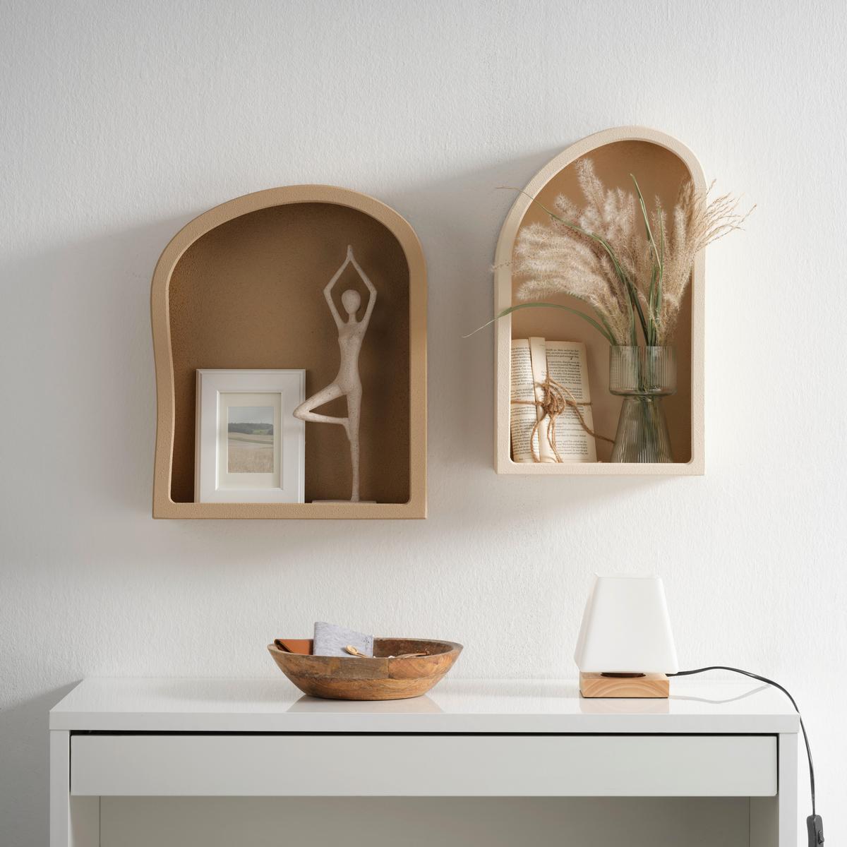 Nástenný regál WILMA - hnedá, Lifestyle, kompozitné drevo (40/48/10cm) - Premium Living
