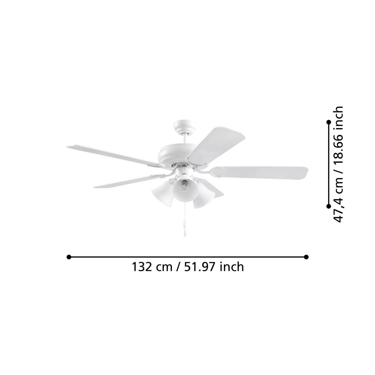 Deckenventilator 35076 Las Palmas - Weiß, Basics, Holz/Metall (132/47,4cm) - Eglo