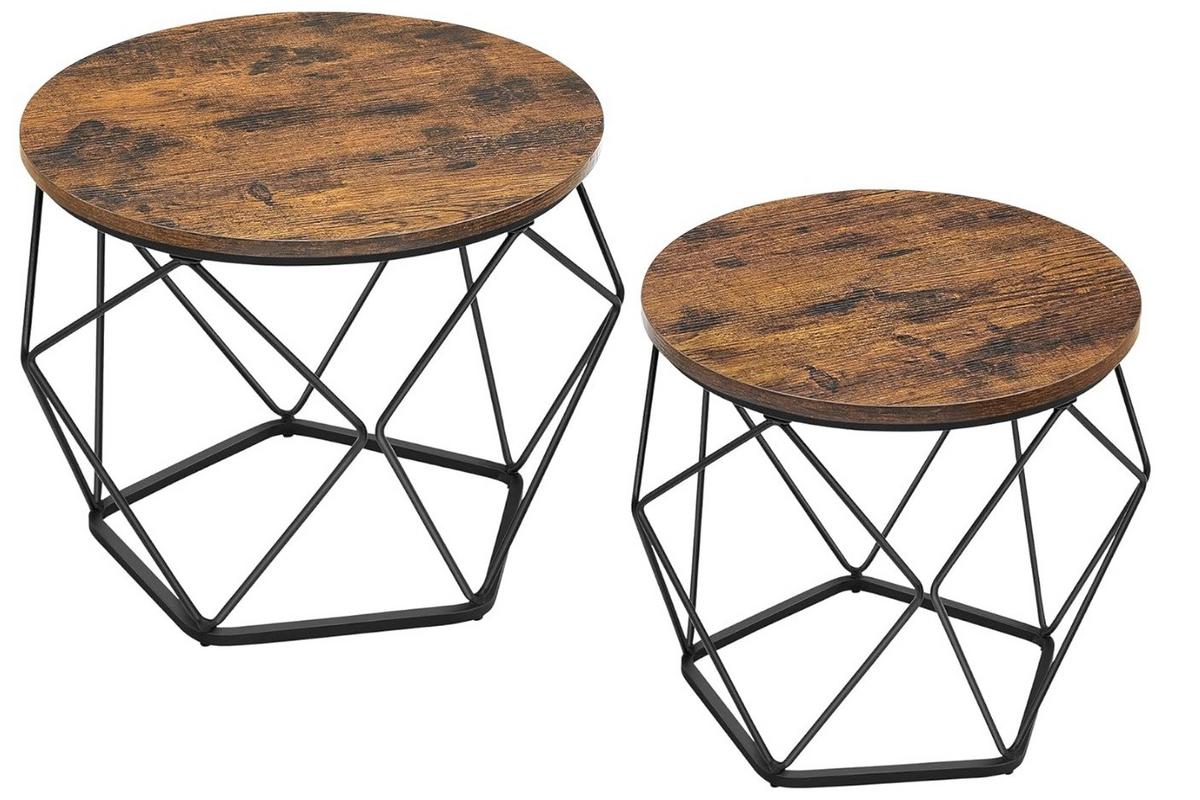 Couchtischset Coffee Table - Schwarz/Braun, MODERN, Holzwerkstoff/Metall (60/60/45cm) - MID.YOU