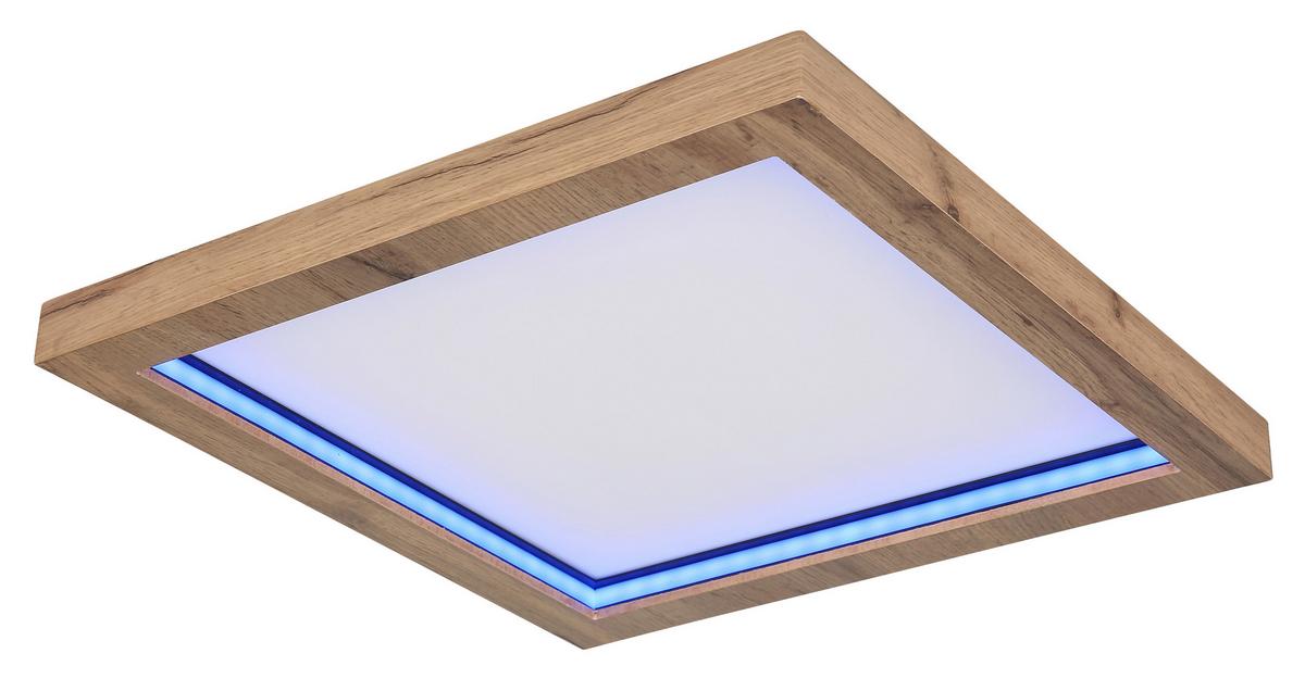 LED-Deckenleuchte 41374-24 - Dunkelbraun/Opal, Natur, Holzwerkstoff/Kunststoff (40/40/6,5cm) - Globo