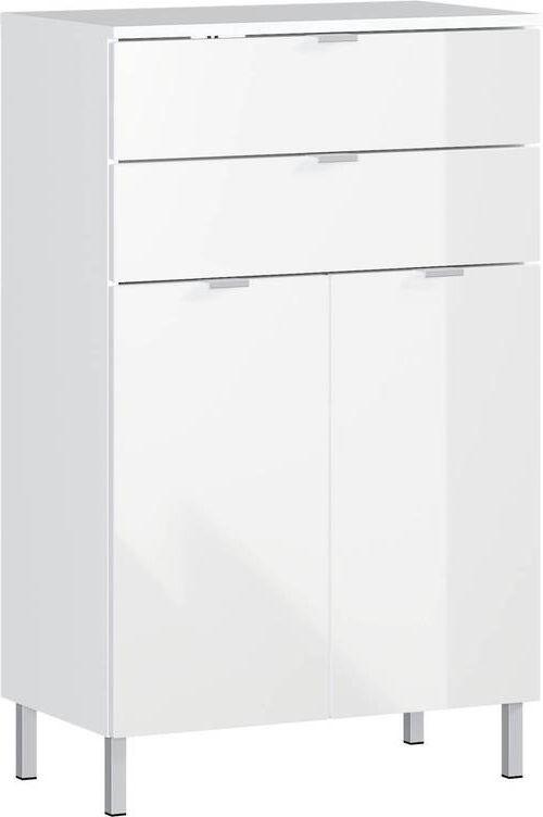 Kommode B: 60 cm Gw-Mauresa Weiß - Chromfarben/Weiß, KONVENTIONELL, Holzwerkstoff (60/97/34cm) - Germania