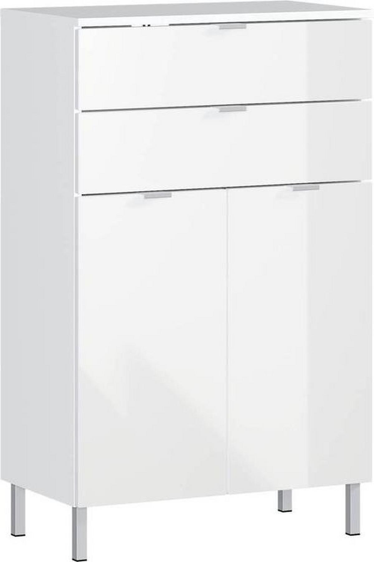 Kommode B: 60 cm Gw-Mauresa Weiß - Chromfarben/Weiß, KONVENTIONELL, Holzwerkstoff (60/97/34cm) - Germania