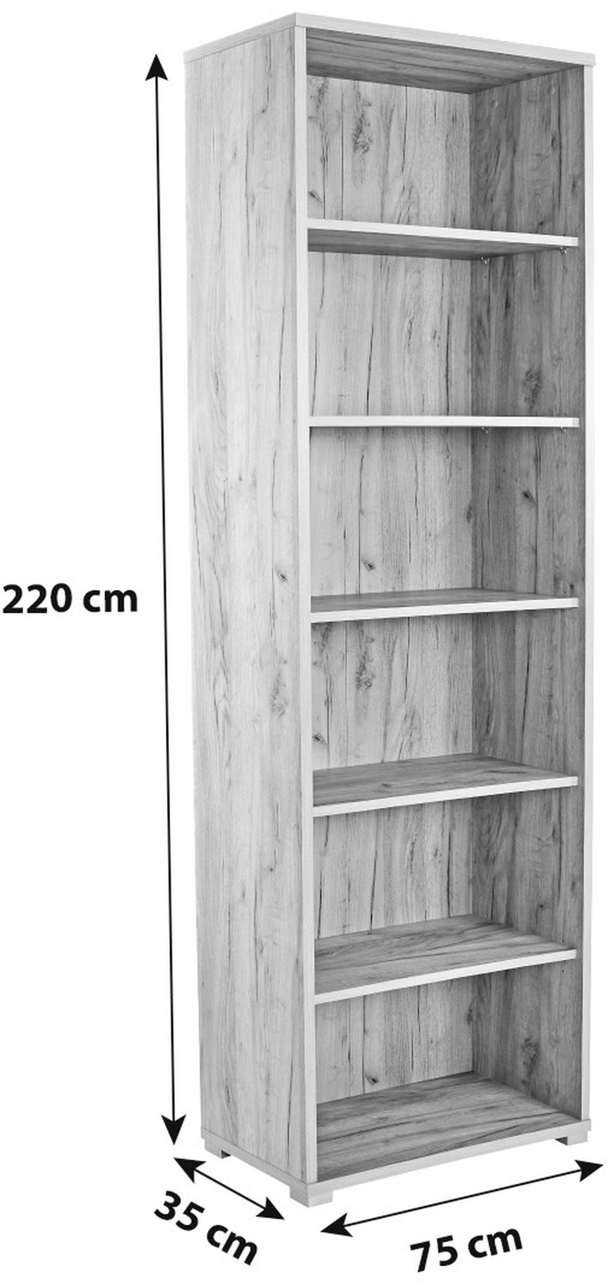 Aktenregal Profi Eiche Dekor B 75 Cm - Chromfarben/Eichefarben, MODERN, Holzwerkstoff (75/220/35cm) - Ondega