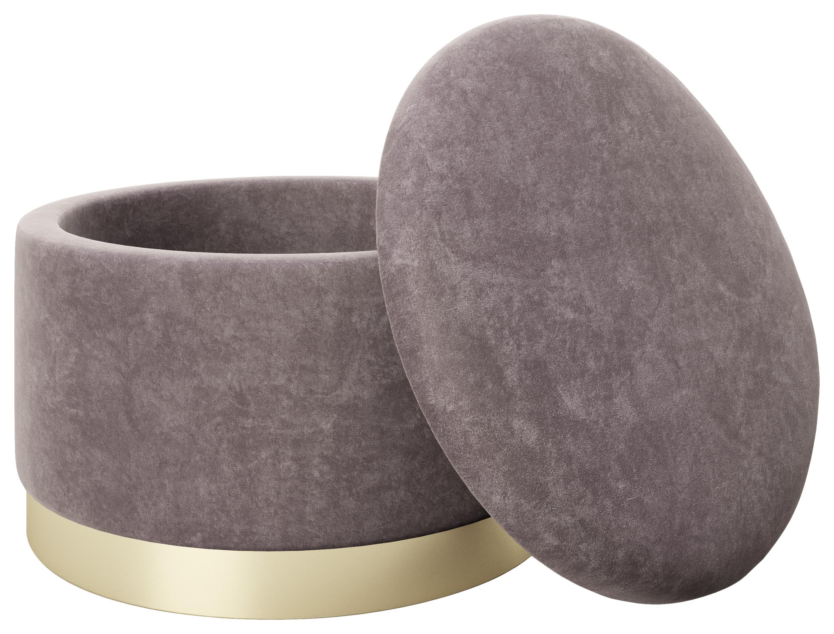 Pouf Sue Samt Rosa/Goldfarben DxH 55x35 cm mit Stauraum - Rosa, LIFESTYLE, Textil (55/35/55cm) - Playboy