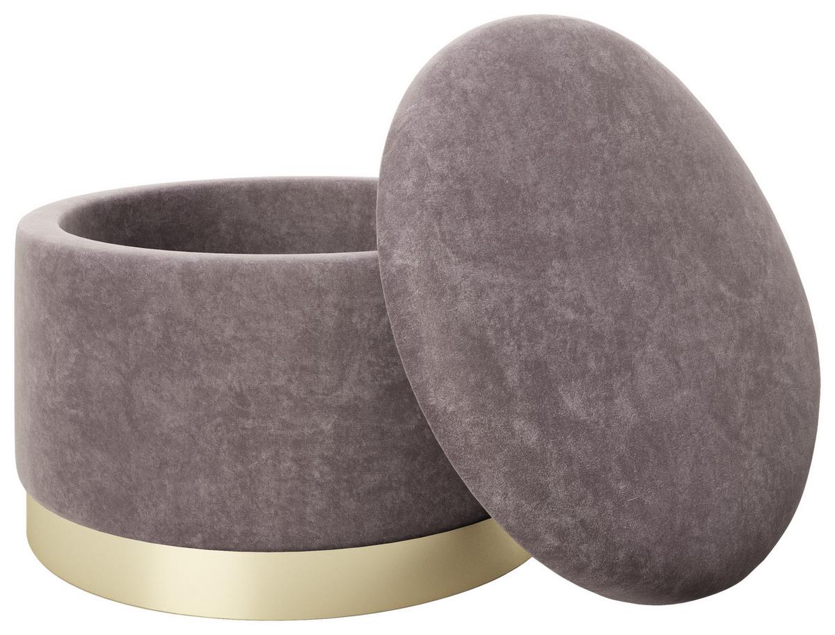 Pouf Sue Samt Rosa/goldfarben Dxh 55x35 Cm Mit Stauraum - Rosa, LIFESTYLE, Textil (55/35/55cm) - Playboy