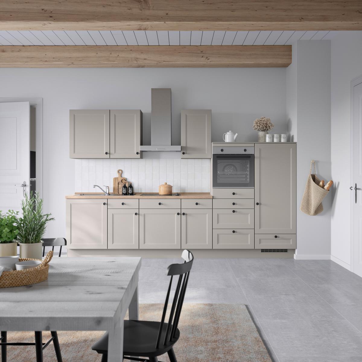 Kuchyňská linka 330 cm, kamenná sivá - šedá/černá, Moderní, kov/kompozitní dřevo (330cm) - Nobilia