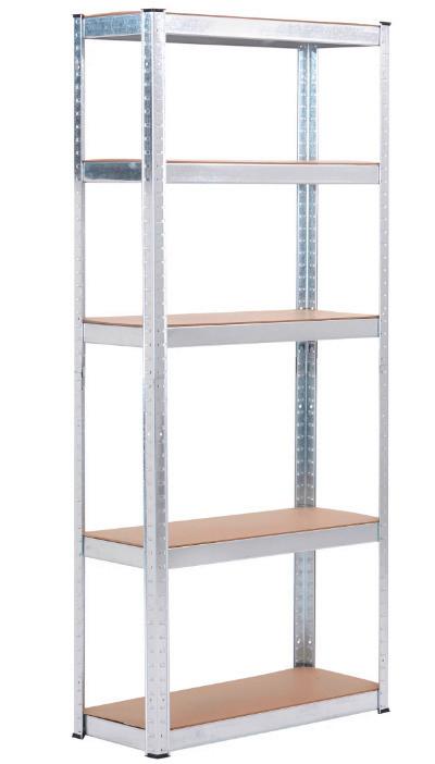 Schwerlastregal Leo - Silberfarben, Trend, Holzwerkstoff/Metall (75/175/30cm) - Homezone